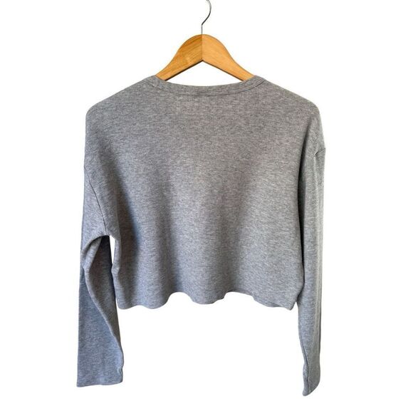 Aritzia Sunday Best Baby Relaxed waffle-knit longsleeve In Heather Gray - Picture 4 of 13
